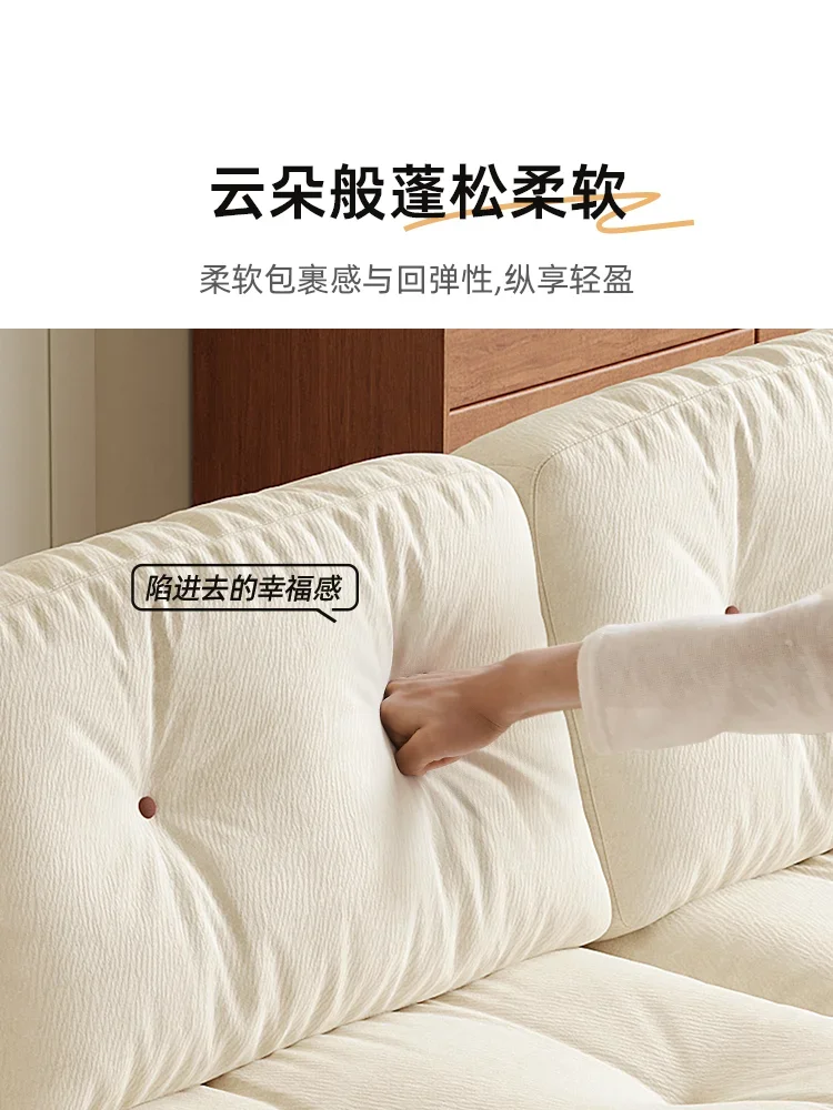 French retro chenille sofa living room small apartment Bauhaus style straight row fabric sofa