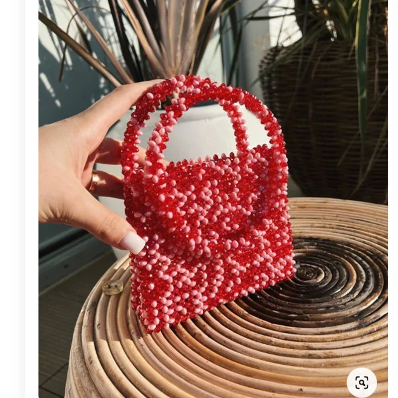 Newly Handcrafted Contrasting Color Patchwork Women's Bags Customizable Color Beaded Bag Summer Fashion Banquet Ladies Handbag