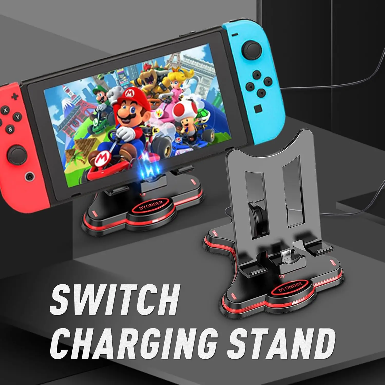 For Nintendo Switch, Switch Lite, Switch OLED Portable Foldable Non-Slip Bracket Adjustable Charging Stand Type C Charger Holder