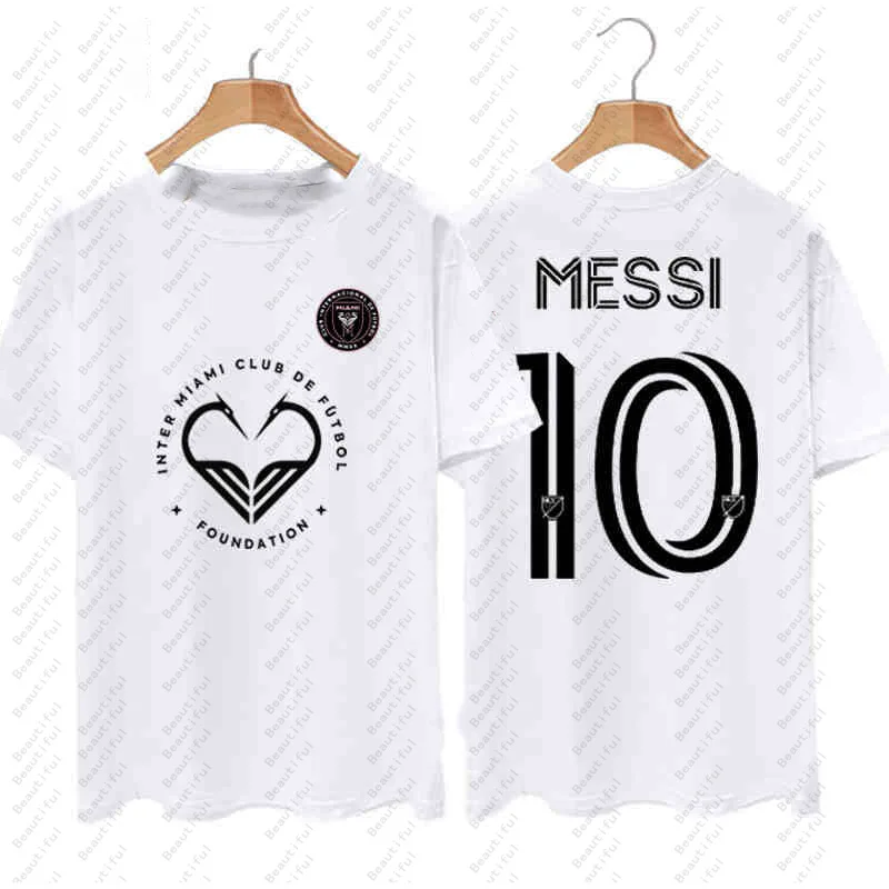 2024 Miami International Shirt Messi Football Clothing Short-Sleeved T-Shirt Male And Female Fans Pure Cotton Causal T-Shirts