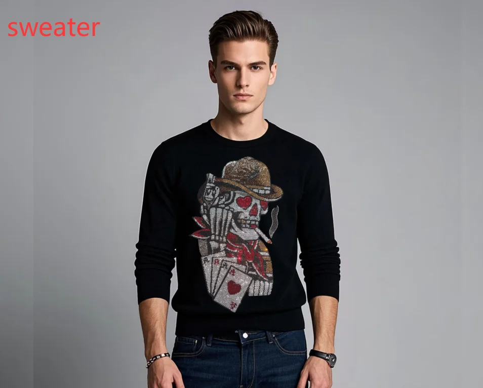 

Men's Designer sweaters with Rhinestone Branded Luxury Stylish sweaters fashion men