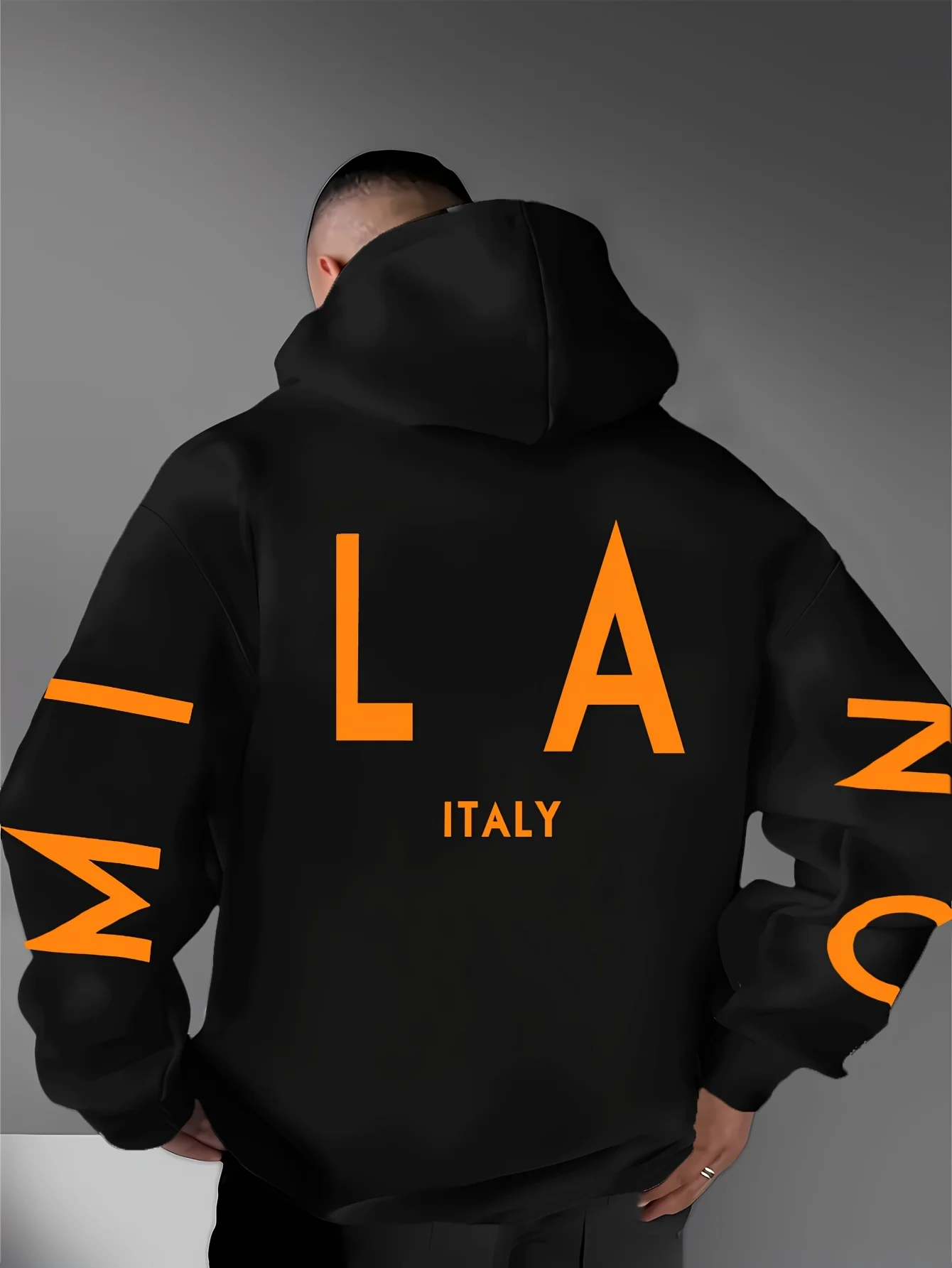 

Новая мужская толстовка с капюшоном на весну и осень 2025 — повседневная и модная уличная одежда с буквенным принтом.