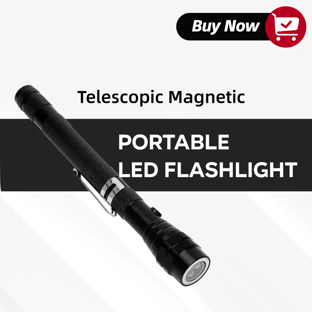 

Portable Telescopic Magnetic LED Flashlight Pocket Torch with Flexible Extendable Head 3 LED Work Light Magnet Pickup Tool