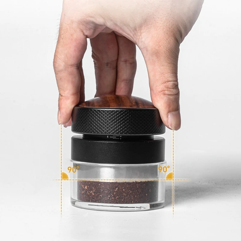 

Self- Coffee Tamper Self-Adaptive Height Tamper Solid Wood Elastic Tamper Black Threaded Bottom 58.35mm-ABAM