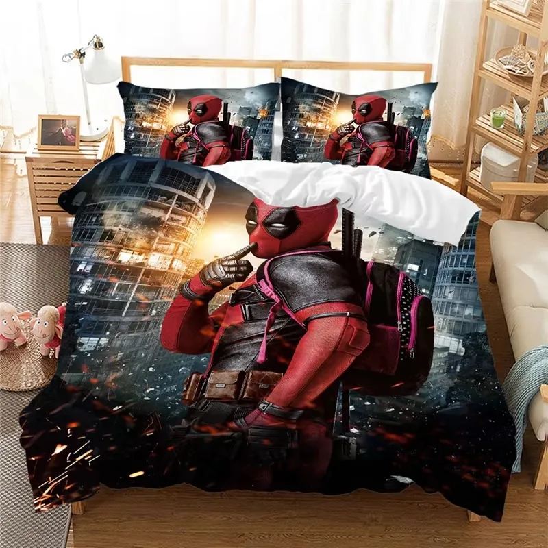 Disney Deadpool 3D Bedding Set Duvet Cover Set Pillow Case Comforter Single Double Twin Full Queen King Size Boy Gift