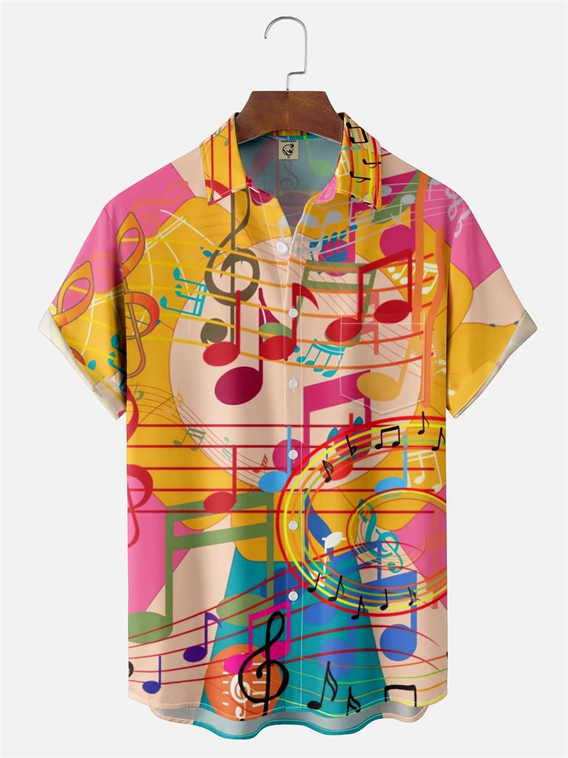 

Men's Music Note Printed Shirt Hawaiian Shirt Men Summer 3d Print Summer Casual Short Sleeve Shirt For Men Clothes Y2k Camisa