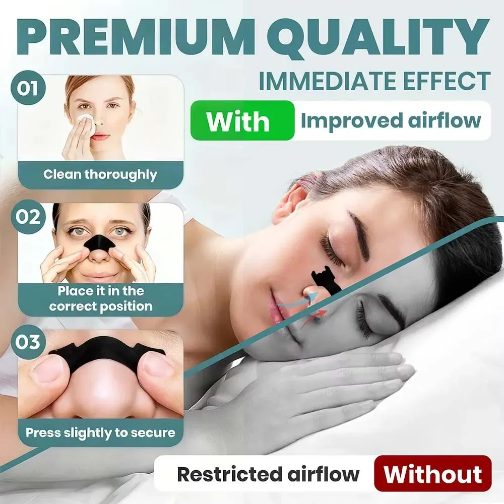 Black Nasal Strips Comfortable Nose Strips for Easier Breathing Easy To Apply Gentle Fit for Night & Daily Use