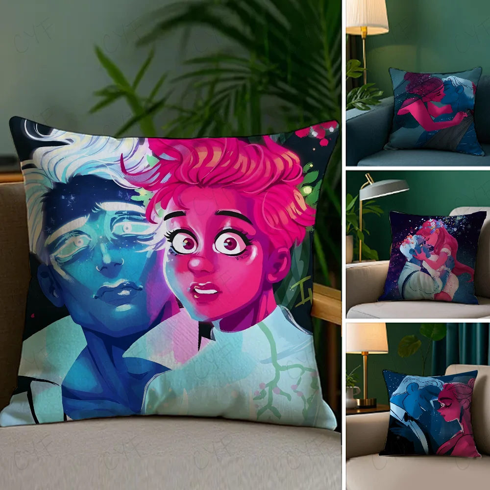 

L-Lore O-Olympus Comics Anime Pillow Case Anti-dustmite Pillowcase Invisible zipper silky short plush Sofa cushion cover