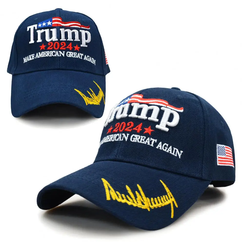 American Flag Embroidery Hat 2024 President Election Campaign Trump Comeback Baseball Hat with Letter for Rallies for Supporters