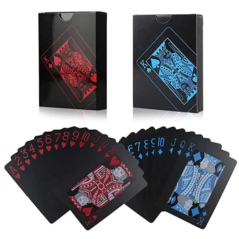 Quality Waterproof PVC Plastic Playing Cards Creative Gift Durable Poker C lassic Magic Tricks Tool Pure Black Magic Box Packed