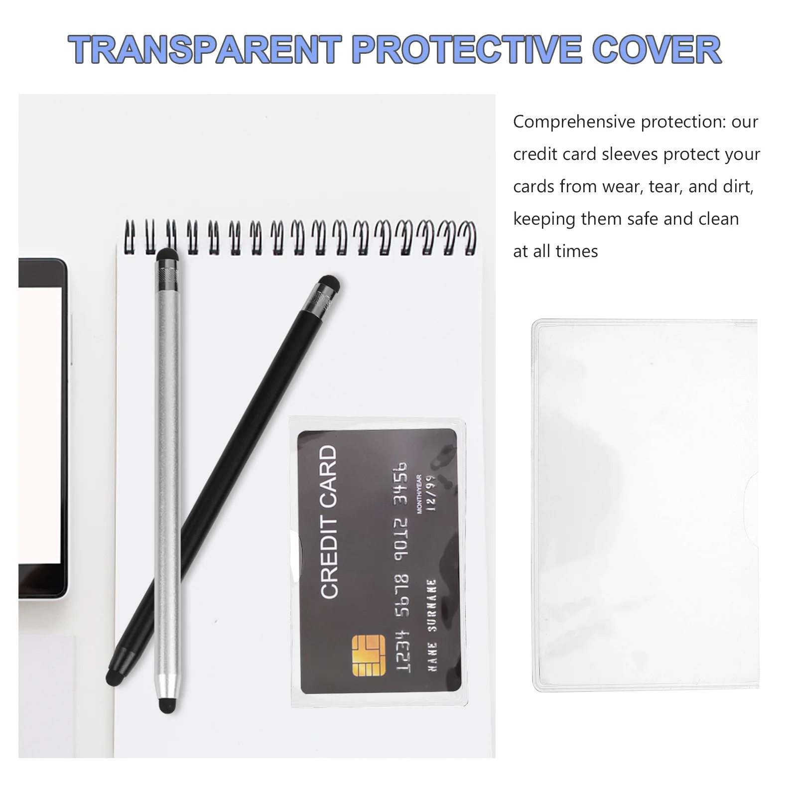20Pcs Transparent Card Protector Sleeves PVC Credit Id Badge Covers High Clarity Easy Insertion for Daily Use Scratch Resistant