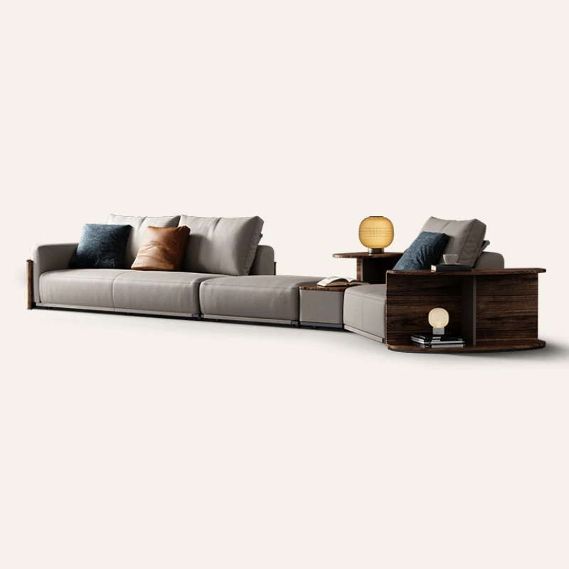 Leather sofa Modern large flat floor whole house furniture with designer's high-end corner sofa