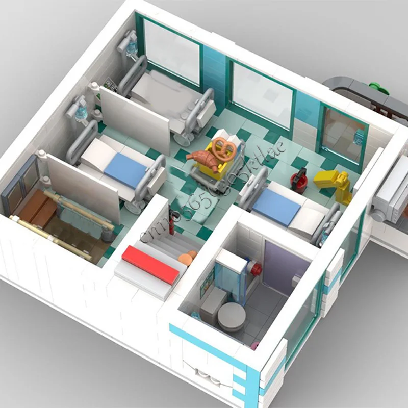 2677 PCS House Street Modular Corner Hospital MOC Customize Modular Building Block Simple Model Popular DIY Christmas Toy Gift