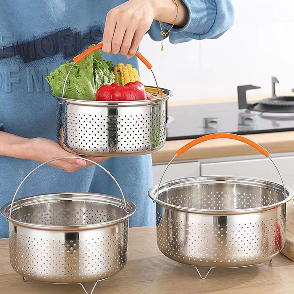 

Stainless Steel Steamer Basket Dense Holes Ventilated Food Steaming Faster Effortless Humps Bottom Nonstick Wear Resistant