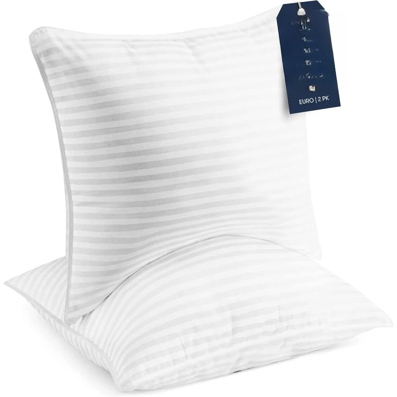 

Hotel Collection Euro Size Throw Pillows (Set of 2), 26 x 26 Down Alternative Pillow Insert for Bed, Couch, and Sofa