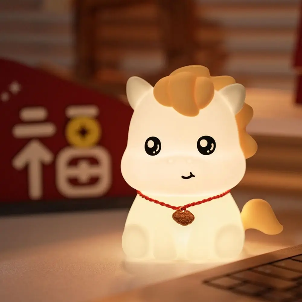 

Silicone Material Pony Night Light Touch Control Three-speed Adjustment Eye-Caring Lamp Dimmable Soft Light Atmosphere Light