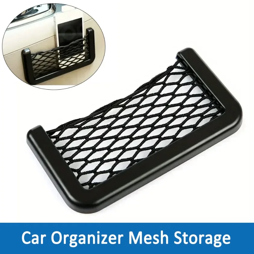 Car Storage Bag Mesh Bag Car Universal Organizer Mesh Storage Bag Auto Paste Net Storage Bag Hanging Bag Car Inter Accessories