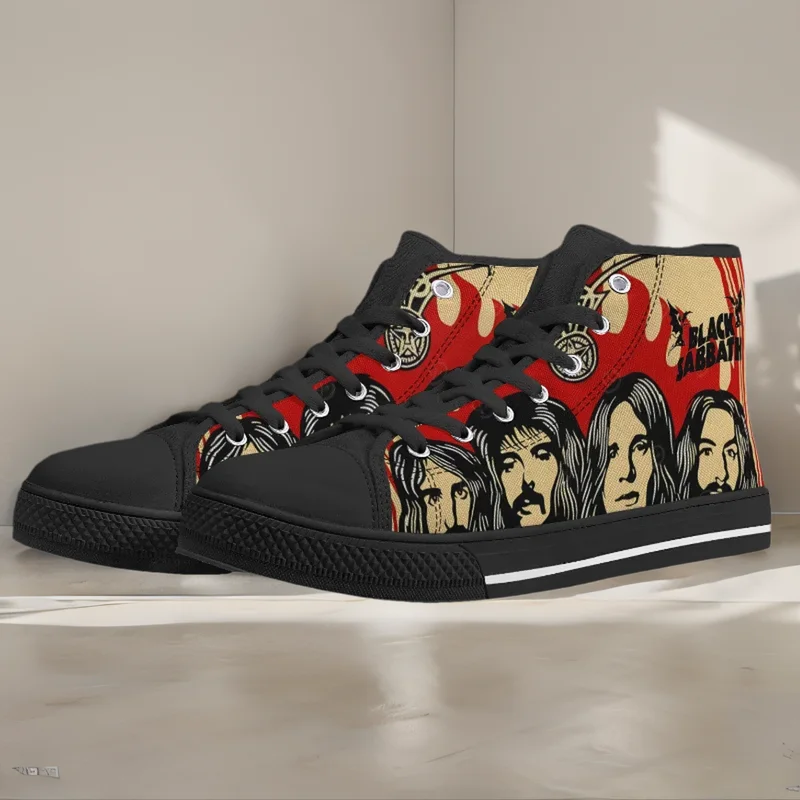 

Black Heavy Metal High Top High Quality Canvas Vulcanized Shoes Men Women Teenager Sneaker Casual Couple Shoes