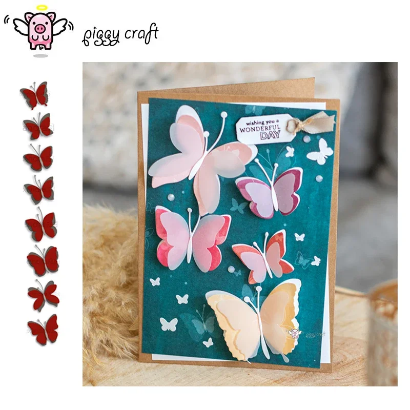 Piggy Craft metal cutting dies cut die mold Various butterfly series Scrapbook paper craft knife mould blade punch stencils dies