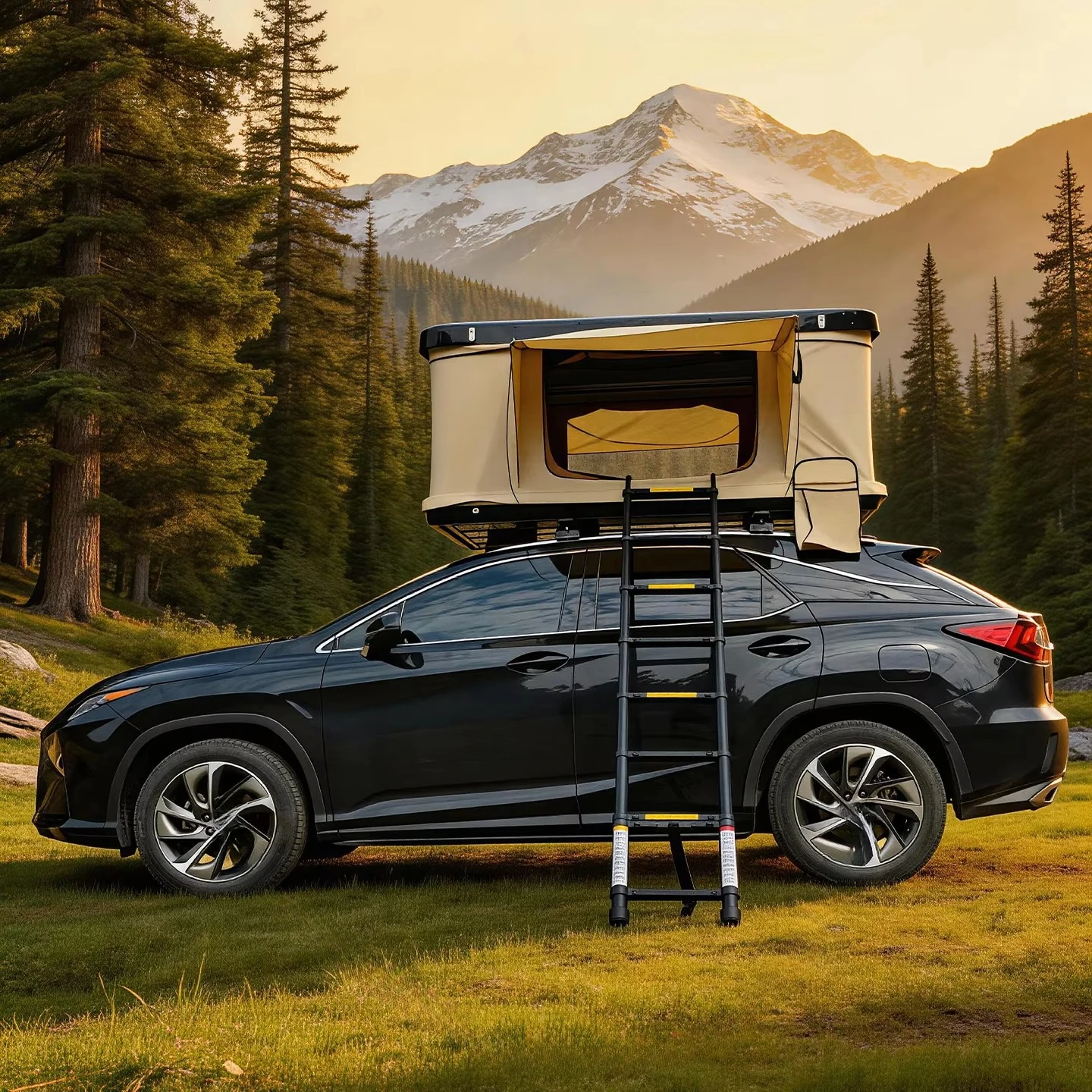 Custom Waterproof Car Roof Top Tent Retractable Folding Hard Shell Fiberglass Van Roof Top Tent for 1-4 Person Camper