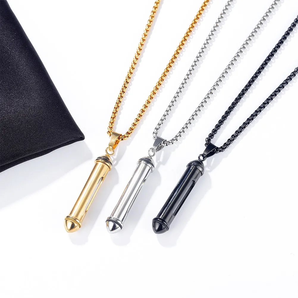 

Titanium Steel Urn Necklace Ash Keepsake Cylinder Memorial Pendant for Human Pet Ashes Storage Memorial Jewelry for Men Women