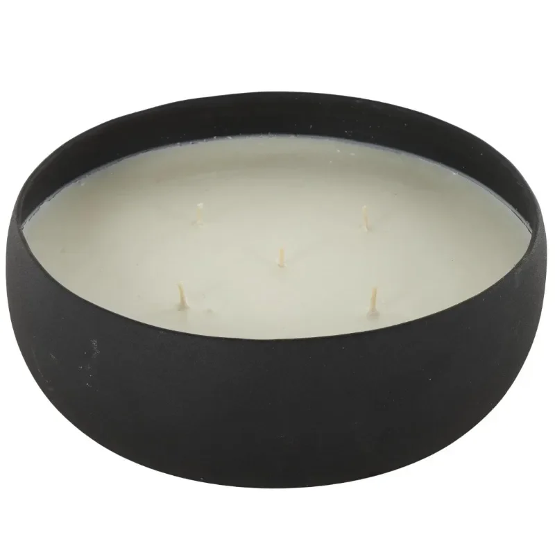 

NEW Black Metal Eucalyptus Spa Scented Textured 63oz 5 Wick Candle with White Wax