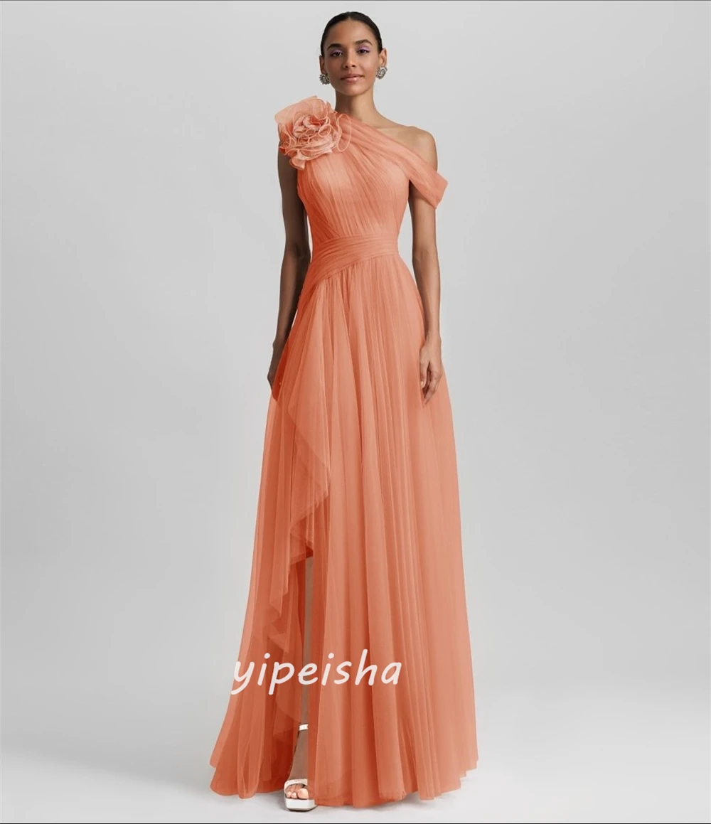 Maßgeschneiderter moderner Stil, klassische handgefertigte Blumen, gerüscht, gerade, schulterfrei, lange Kleider, Abendkleider, Größen erhältlich