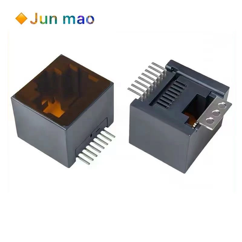 5pcs RJ45 network socket single port 180 degree vertical SMT 52E flat pin 5-port 8P8C female socket