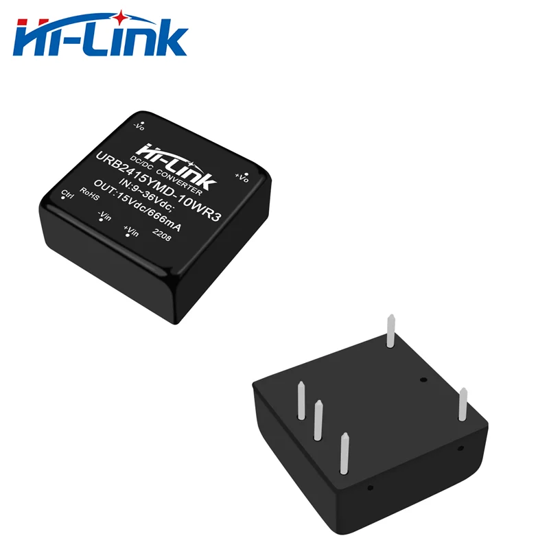 5pcs/lot Hi-Link 10W DC-DC Converter URB2415YMD-10WR3 24V(9-36Vdc) to 15V 666mA DC to DC Step Down Converter/Module 9-36V Input