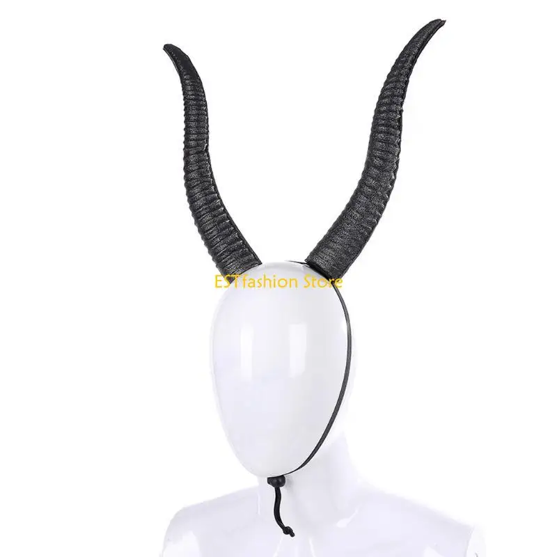 Y5GC Women Sheep Horn Headdress Adjustable Headbands for Halloween Party Christmas for Creative Carnival Hair Accessories