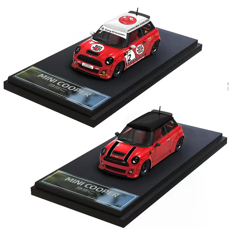 BSC 1:64 Model Car Mini Cooper LBWK Alloy Die-cast Vehicle - RedRose & Red Color Coating