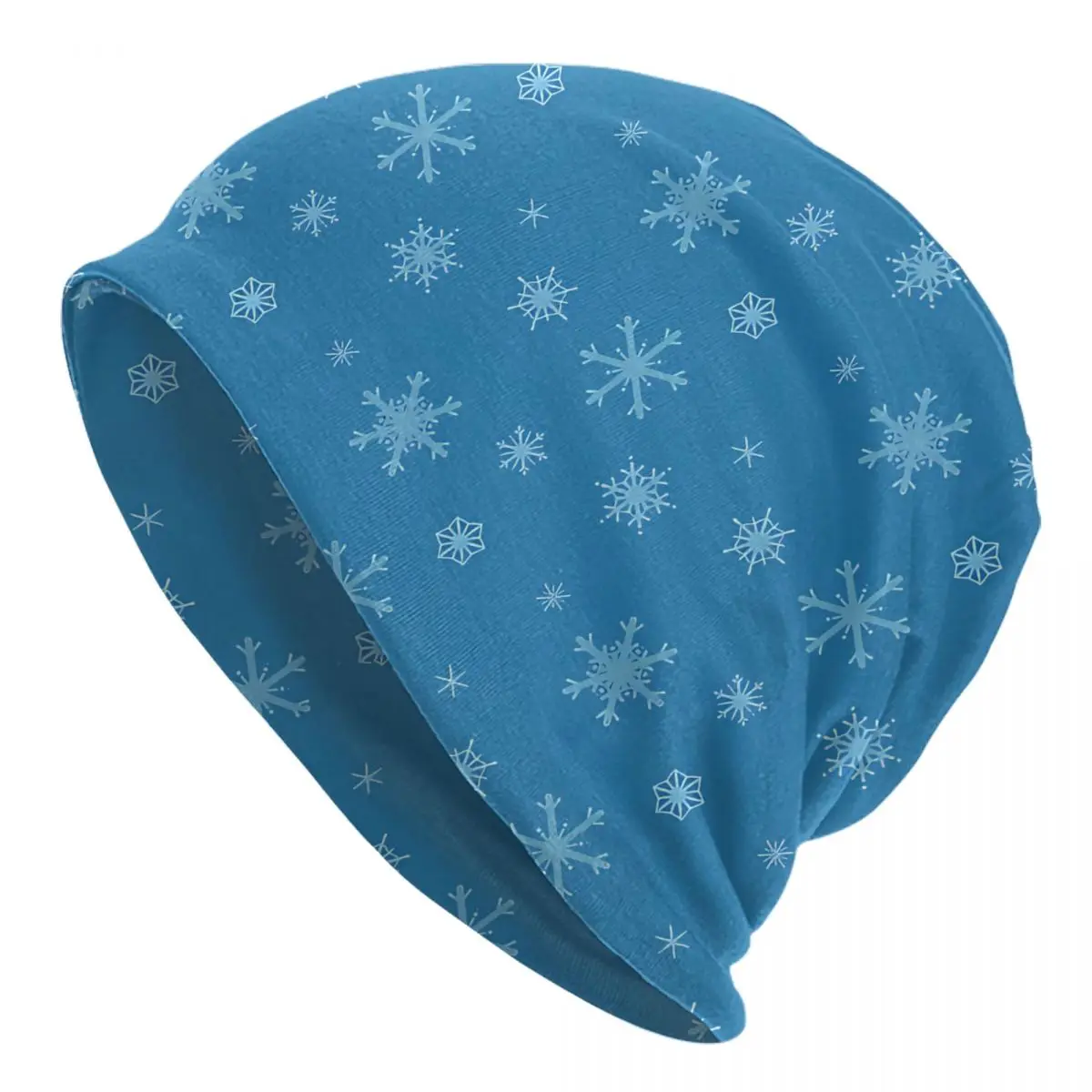 Snowflake Pattern Skullies Beanies Caps Blue Thin Hat Autumn Spring Bonnet Hats Men Women's Hip Hop Ski Cap