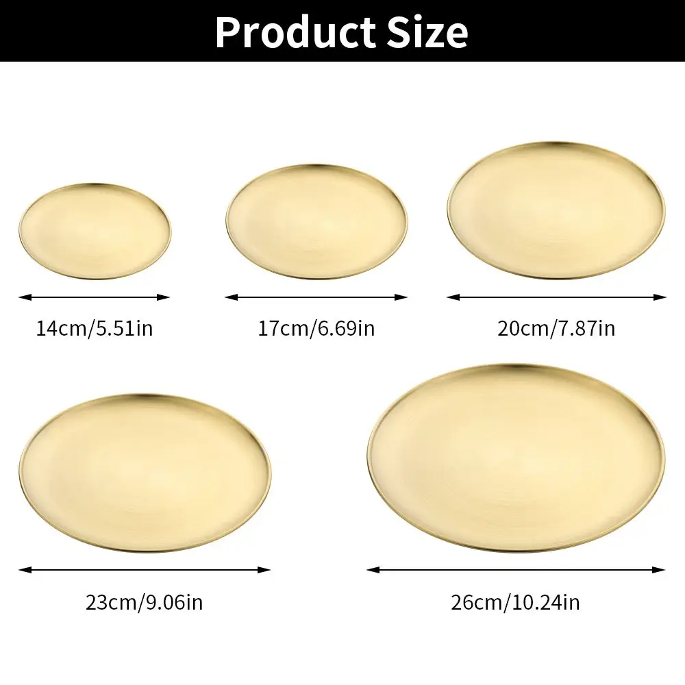 14/17/20/23/26CM Stainless Steel Bone Spitting Dish Gold Silver Shallow Tray Metal Dining Disc Round Plate Dessert Tableware