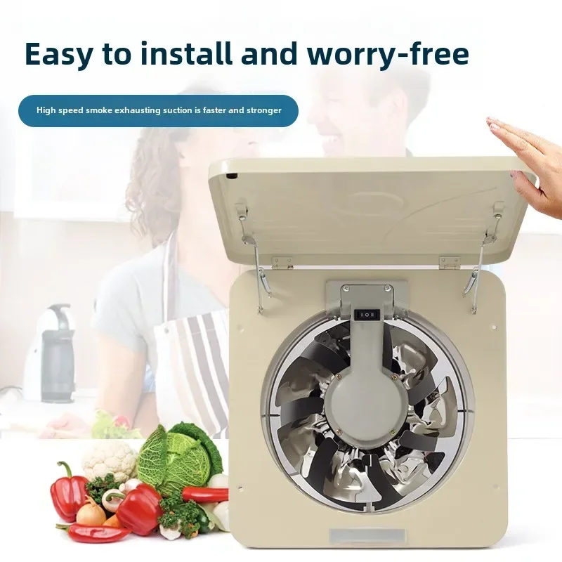 

220V High Power Flip Exhaust Fan for Kitchen Strong Window Oil Smoke Ventilator Large Capacity Ventilation Fan QCC