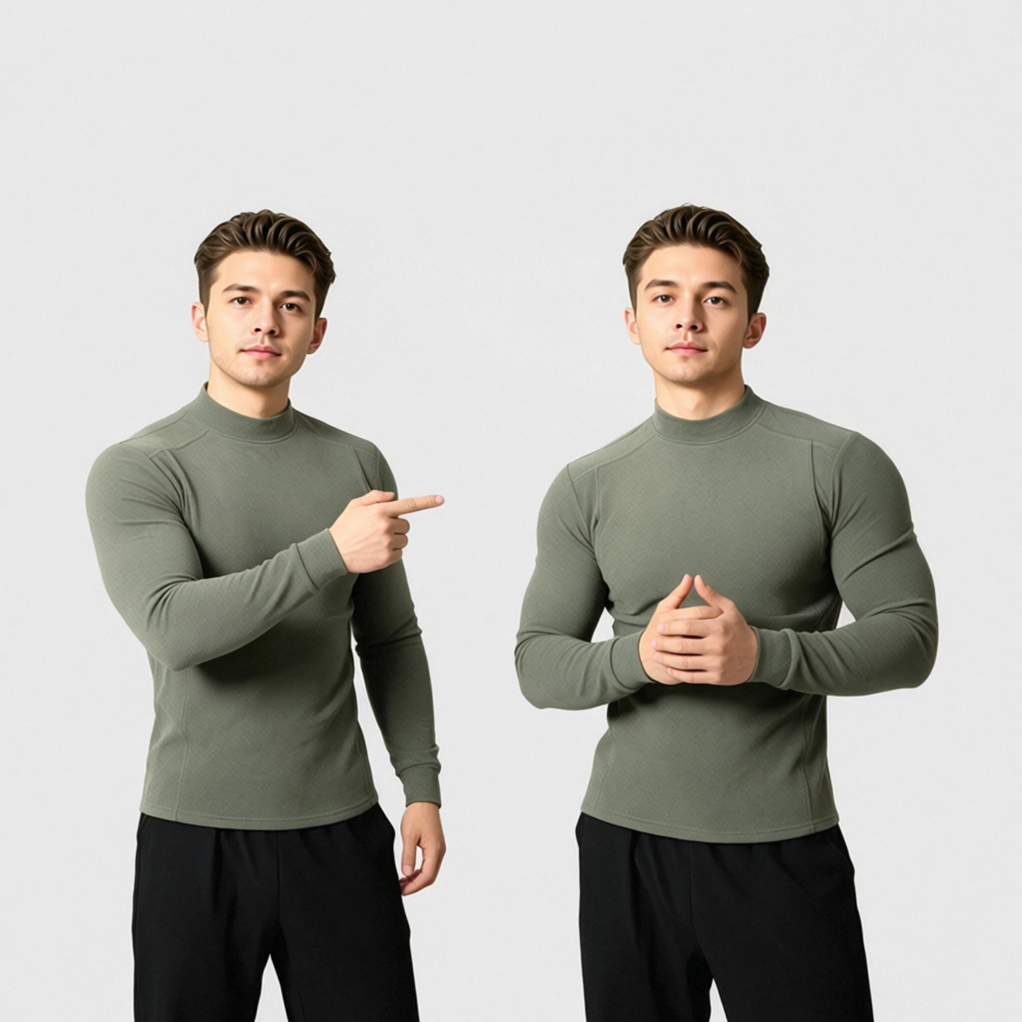 Men's long sleeved tight fleece shirt, with German velvet heating black technology, locks in heat