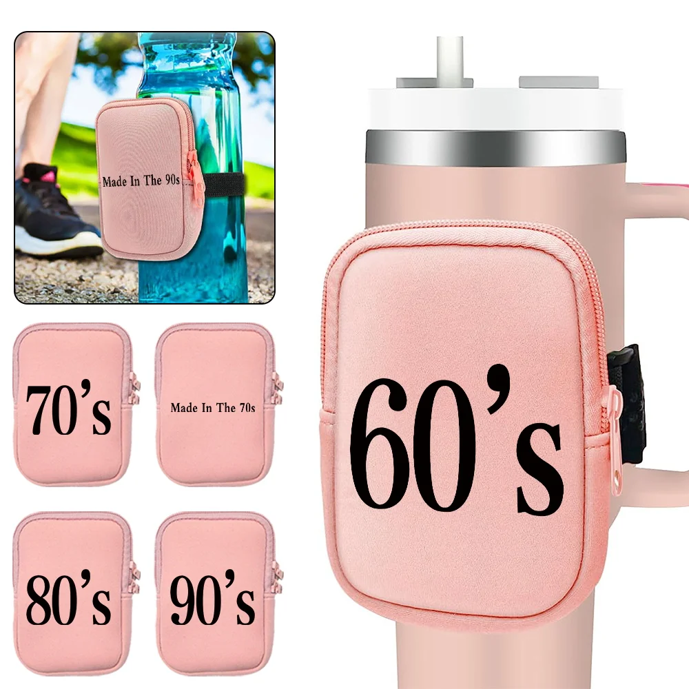 Outdoor Sports Water Cup Bag Multifunctional Double Zipper Water Cup Bags Years Pattern Series Fitness Card Item Storage Bag