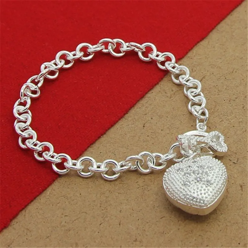 

2025 New 925 Sterling Silver Heart-Shaped Pendant Bracelet For Women Valentine Party Jewelry High Quality Fashion Party Gifts