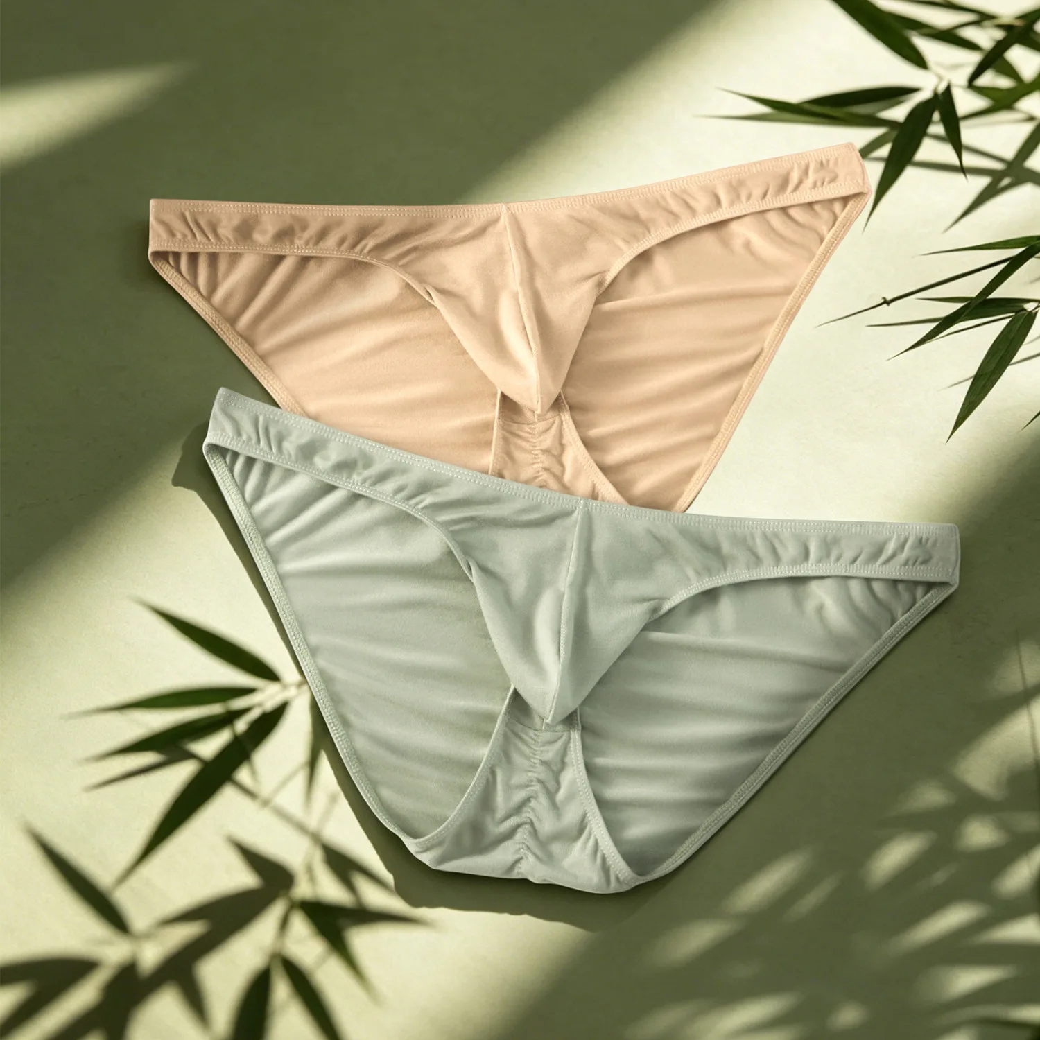 2pcs Bamboo Fiber Men Briefs Low Rise Sexy Man Bikini Elephant Nose Pouch Breathable Separate Pouch Under Pants Underwear