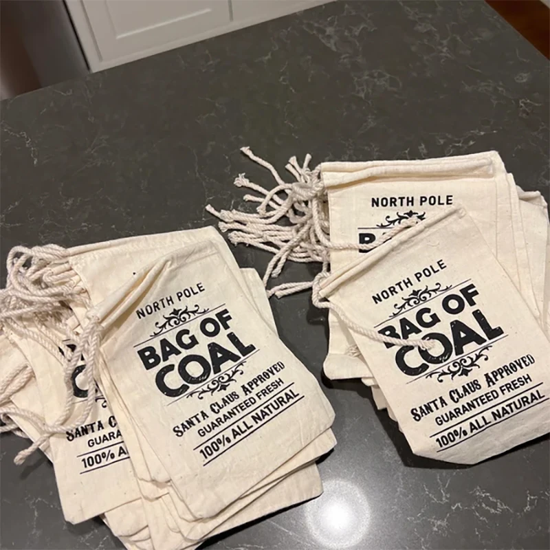 

5pcs Bag of Coal santa sack family Kid boy girl Christmas treat Merry Xmas eve Holiday gift present Stocking Stuffer Filler