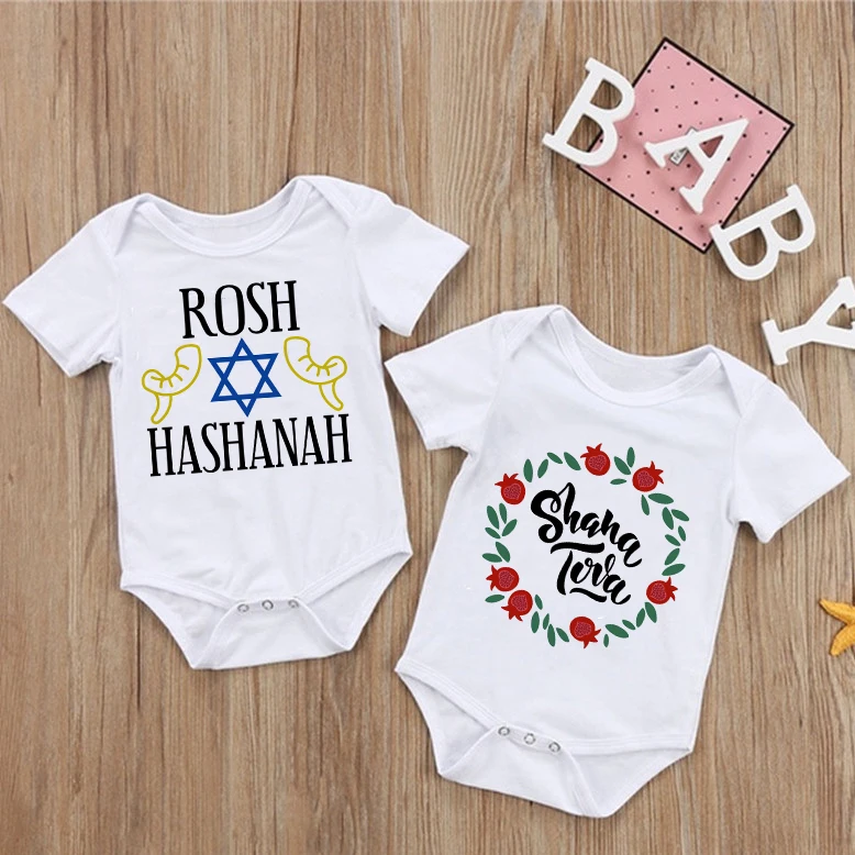 Shana Tova Print Baby Bodysuit Rosh Hashanah Newborn Clothes Jewish New Year Party Toddler Jumpsuit Outfit Infant Holiday Romper