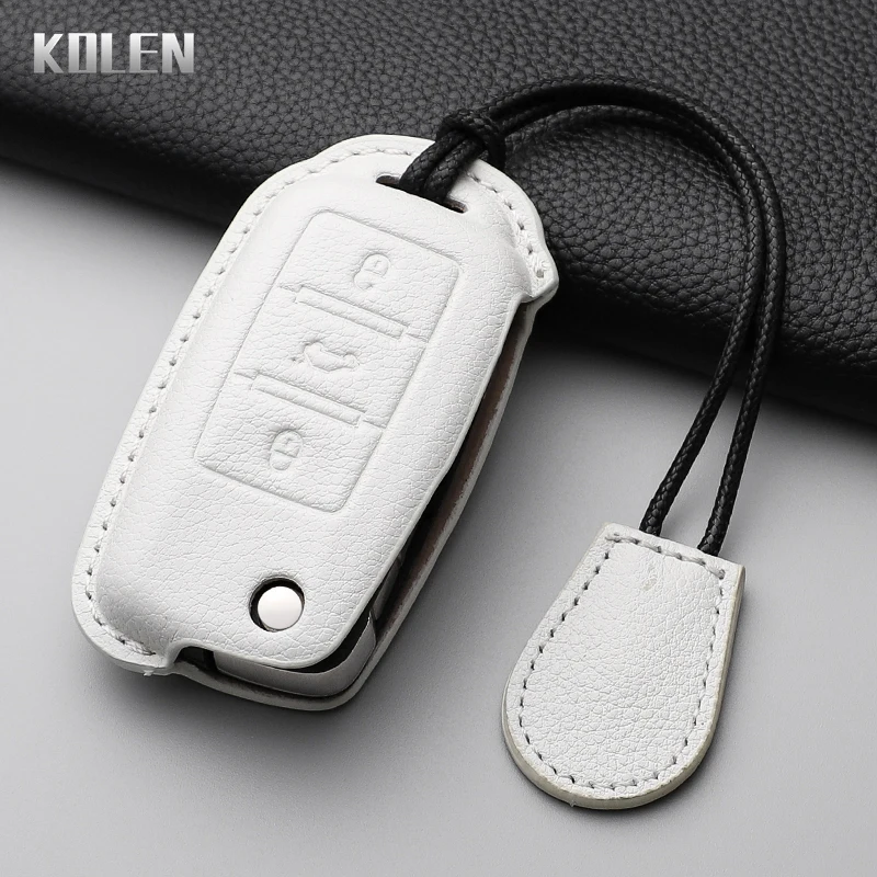 Leather Car Key Case Cover Shell Fob For VW Volkswagen Polo Tiguan Passat B5 B6 B7 Golf 4 5 6 MK6 Jetta Lavida For Skoda Octavia