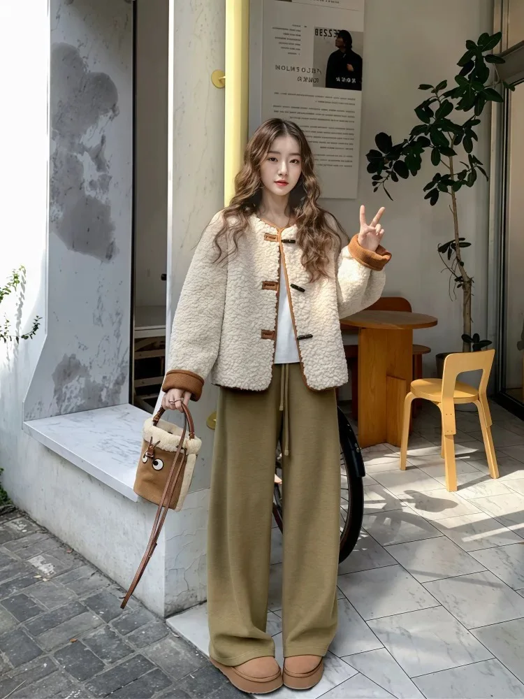 ラムファー オートジャケット レディース 秋冬 両面着用 レザーファー一体型 暖かいトップス スエードコットンコート 通勤用 スレ...