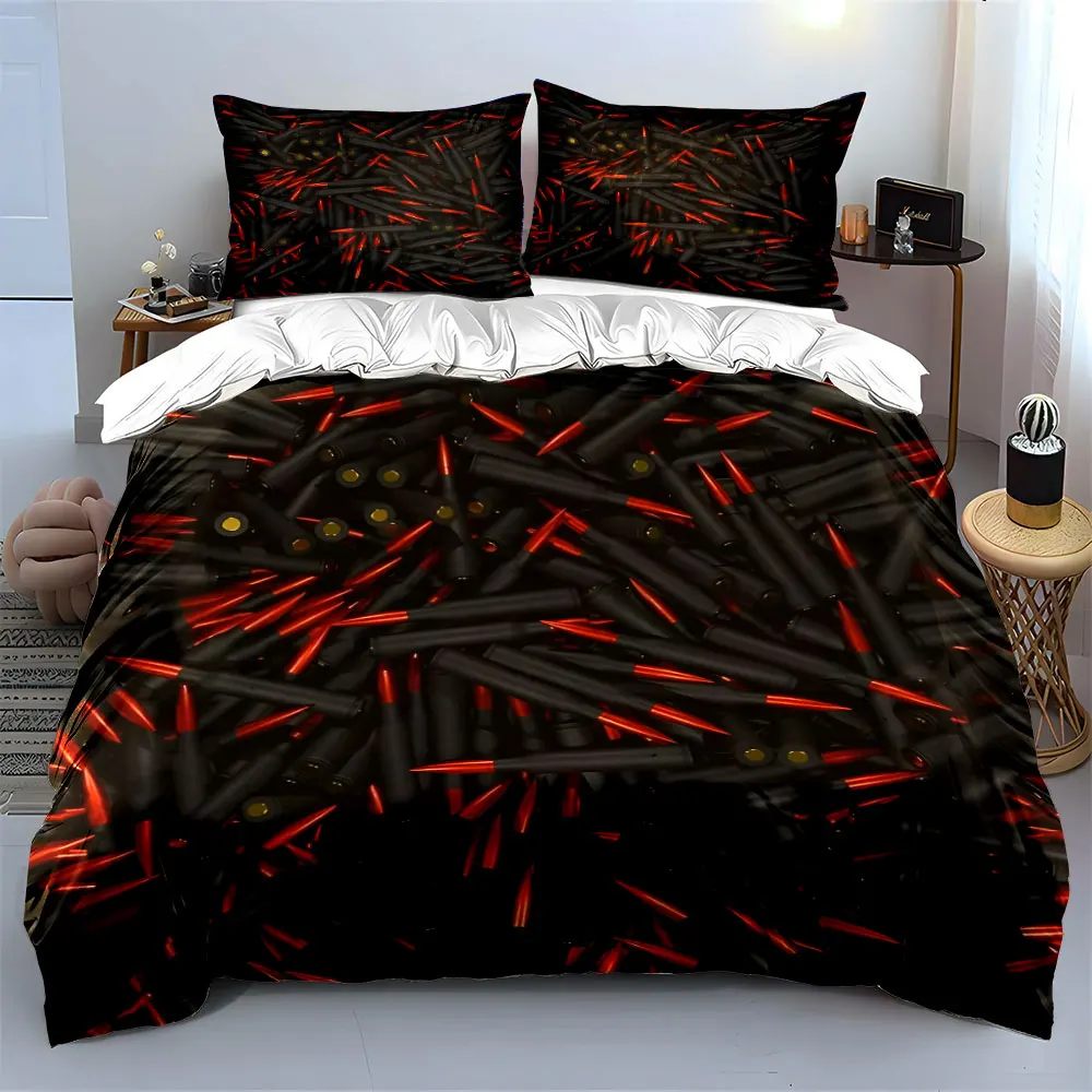 Scattered red-tipped bullets Print Bedding Set 1 Duvet Cover 2 Pillowcases for Adult and Children Luxury Gift Full Size