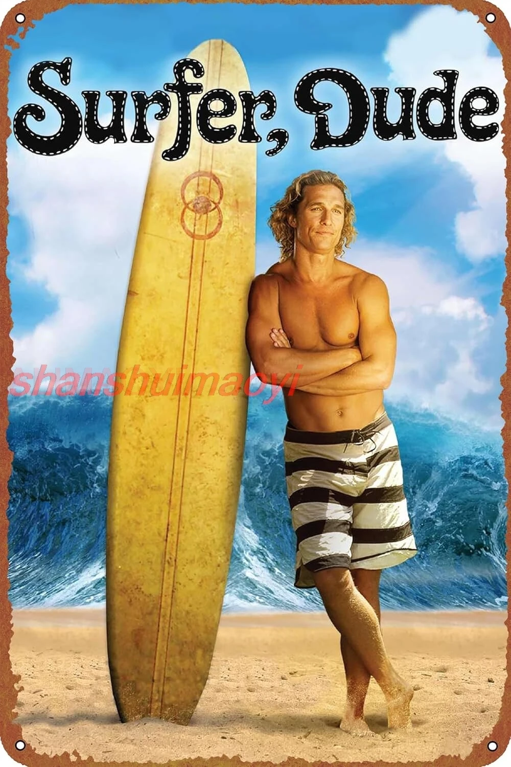 Surfer, Dude Movie Poster Vintage Look Tin Metal Sign Wall Decoration 8x12 Inches LL