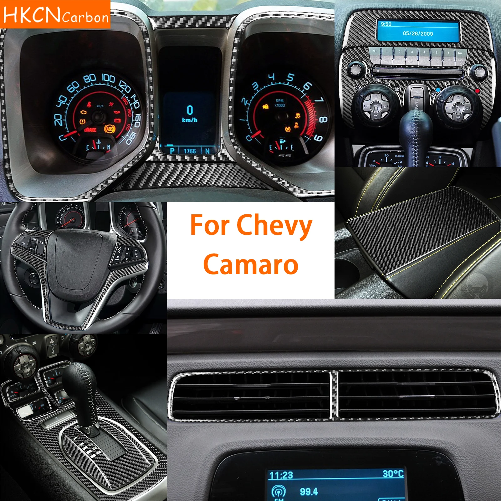 

For Chevrolet Camaro 2010—2015Carbon Fiber Car Accessories Headlight Lifting Door Panel Cover Trim Sticker Interior Modification