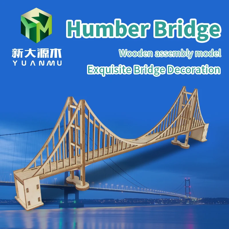 Simulation of Wooden Hand Assembled Bridge Model: Famous Bridge Model Humber Bridge