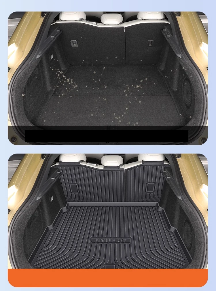 For JIYUE 07 2024 TPE Custom Fit Car Trunk Mat All Season Black Cargo Mat 3D Shaped Laser Measured Trunk Liners