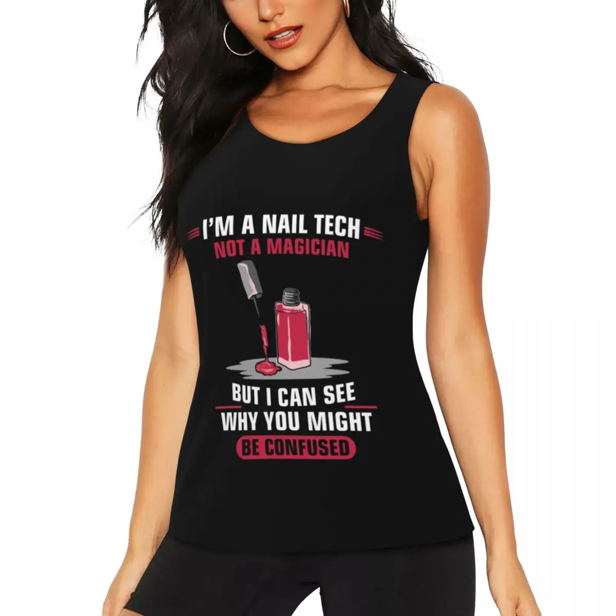 Custom Tech Fingernails Manicurist Yoga Shirt Women's Nail Polish Workout Gym Tank Tops