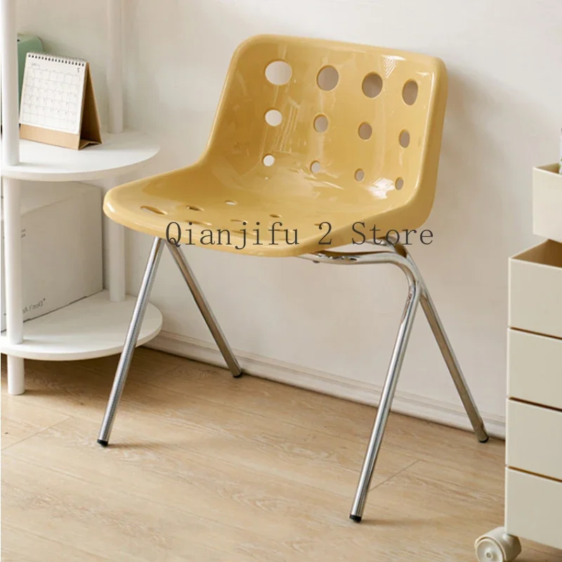 

Yellow Plastic Dining Chair Stackable Patio Dressing Table Dining Chairs Desk Restaurant Sillas Comedor Home Furniture A2