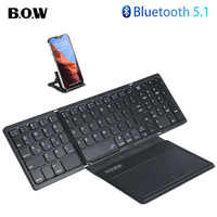 BOW Foldable Bluetooth Mobile Phone Keyboard Folding Portable Wireless Keyboard with touchpad Keyboard for Smartphone